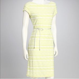 Sharagano Stretch Lime and white Pastel Color block Dress, 14